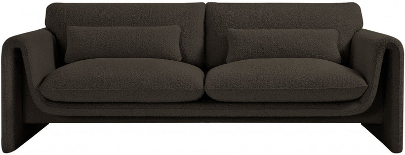 Stylus 86" Boucle Fabric Upholstered Sofa in Brown - 198Brown-S