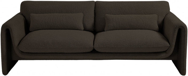 Stylus 86" Boucle Fabric Upholstered Sofa in Brown - 198Brown-S