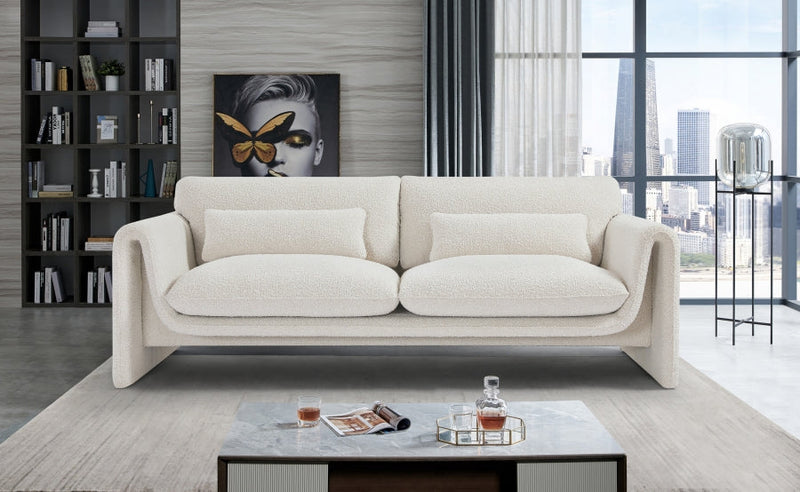 Stylus 86" Boucle Fabric Upholstered Sofa in Cream - 198Cream-S