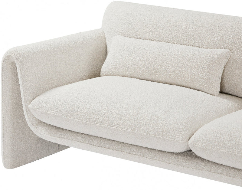Stylus 86" Boucle Fabric Upholstered Sofa in Cream - 198Cream-S