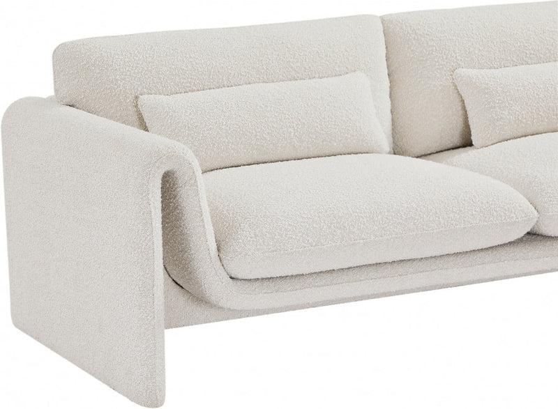 Stylus 86" Boucle Fabric Upholstered Sofa in Cream - 198Cream-S