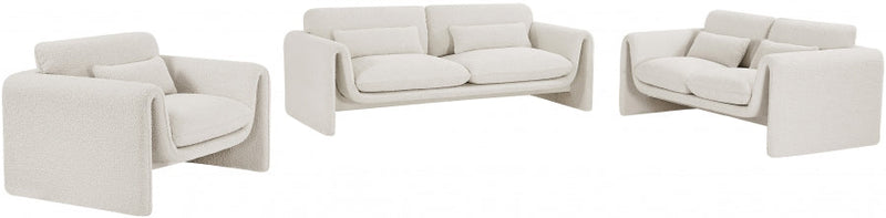 Stylus 86" Boucle Fabric Upholstered Sofa in Cream - 198Cream-S