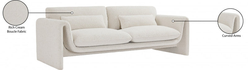 Stylus 86" Boucle Fabric Upholstered Sofa in Cream - 198Cream-S