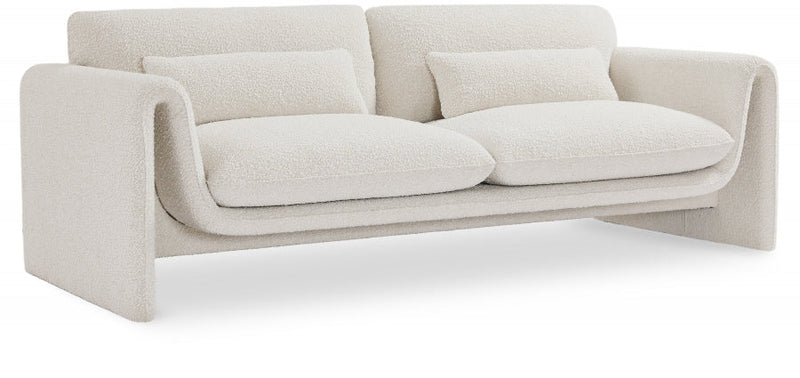 Stylus 86" Boucle Fabric Upholstered Sofa in Cream - 198Cream-S