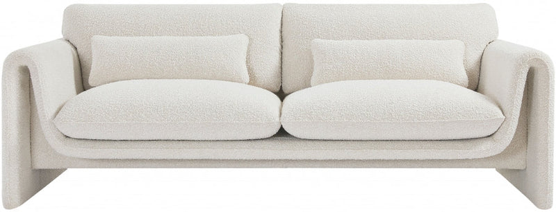Stylus 86" Boucle Fabric Upholstered Sofa in Cream - 198Cream-S
