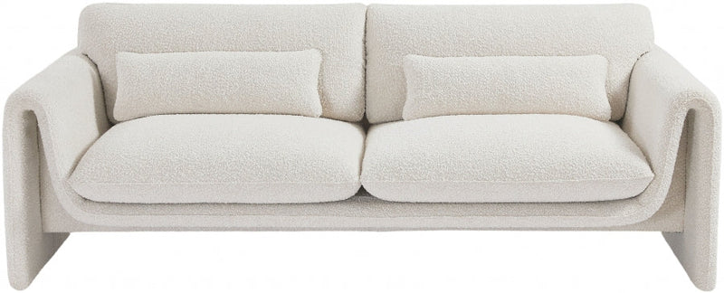 Stylus 86" Boucle Fabric Upholstered Sofa in Cream - 198Cream-S