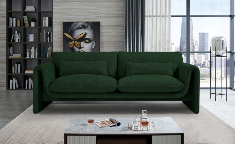 Stylus 86" Boucle Fabric Upholstered Sofa in Green - 198Green-S