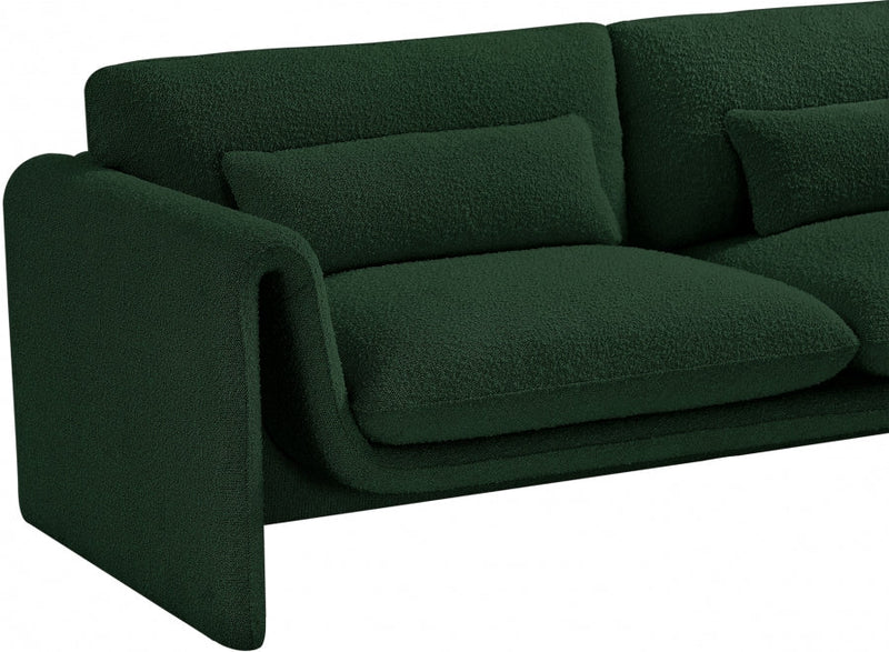 Stylus 86" Boucle Fabric Upholstered Sofa in Green - 198Green-S