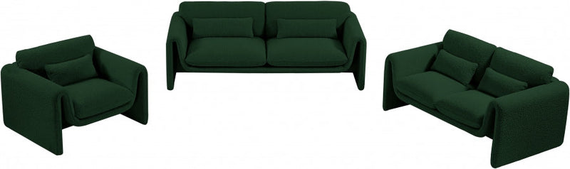 Stylus 86" Boucle Fabric Upholstered Sofa in Green - 198Green-S