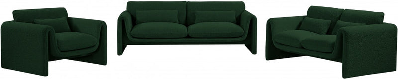 Stylus 86" Boucle Fabric Upholstered Sofa in Green - 198Green-S