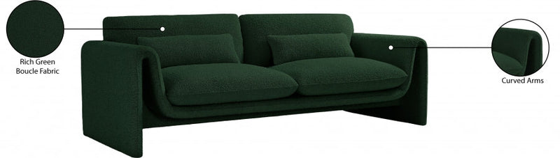 Stylus 86" Boucle Fabric Upholstered Sofa in Green - 198Green-S