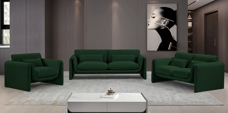 Stylus 86" Boucle Fabric Upholstered Sofa in Green - 198Green-S
