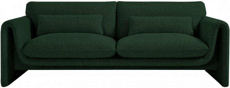 Stylus 86" Boucle Fabric Upholstered Sofa in Green - 198Green-S