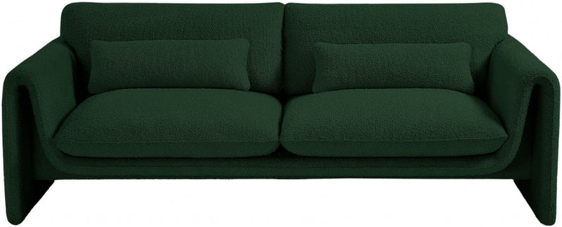 Stylus 86" Boucle Fabric Upholstered Sofa in Green - 198Green-S