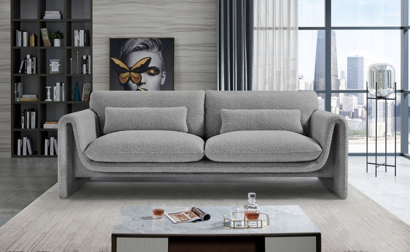 Stylus 86" Boucle Fabric Upholstered Sofa in Grey - 198Grey-S