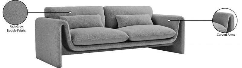 Stylus 86" Boucle Fabric Upholstered Sofa in Grey - 198Grey-S