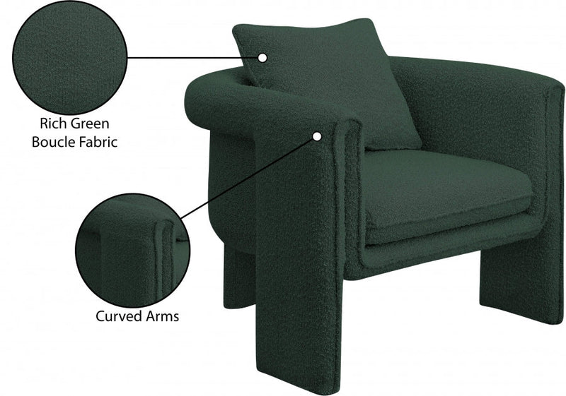 Stylus Boucle Accent Chair in Green - 425Green