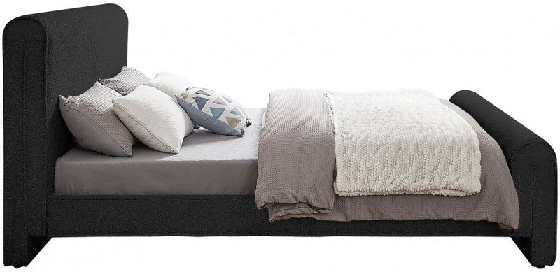 Stylus Boucle Fabric King Bed (3 Boxes) Black - Gate FurnitureKing Bed