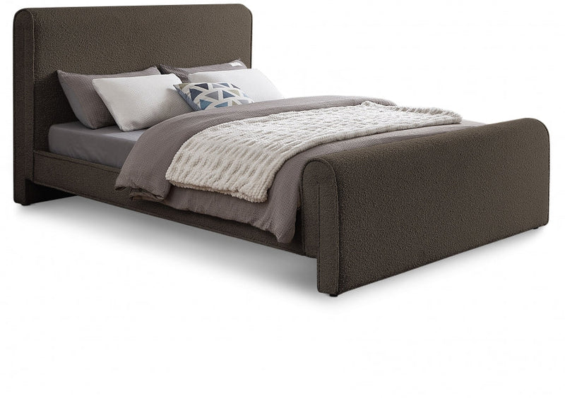 Stylus Boucle Fabric King Bed (3 Boxes) Brown - Gate FurnitureKing Bed