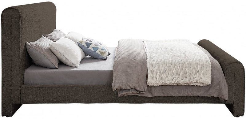 Stylus Boucle Fabric King Bed (3 Boxes) Brown - Gate FurnitureKing Bed