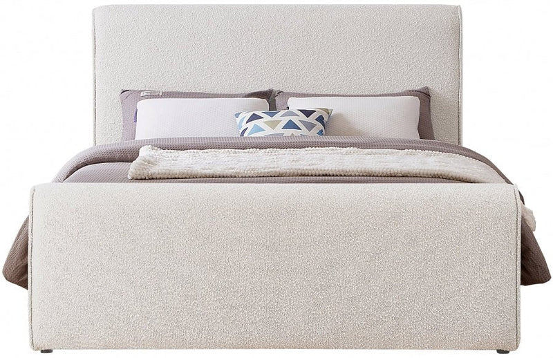 Stylus Boucle Fabric King Bed (3 Boxes) Cream - Gate FurnitureKing Bed