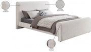 Stylus Boucle Fabric King Bed (3 Boxes) Cream - Gate FurnitureKing Bed