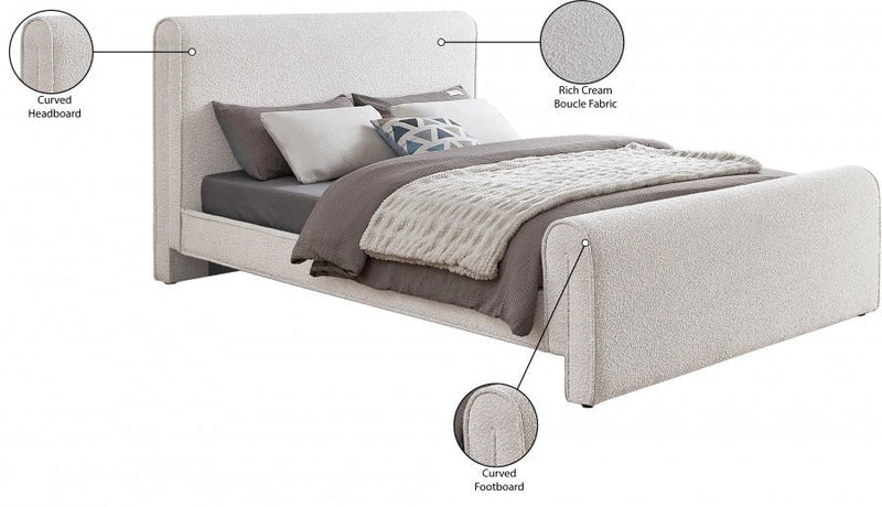 Stylus Boucle Fabric King Bed (3 Boxes) Cream - Gate FurnitureKing Bed
