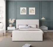 Stylus Boucle Fabric King Bed (3 Boxes) Cream - Gate FurnitureKing Bed
