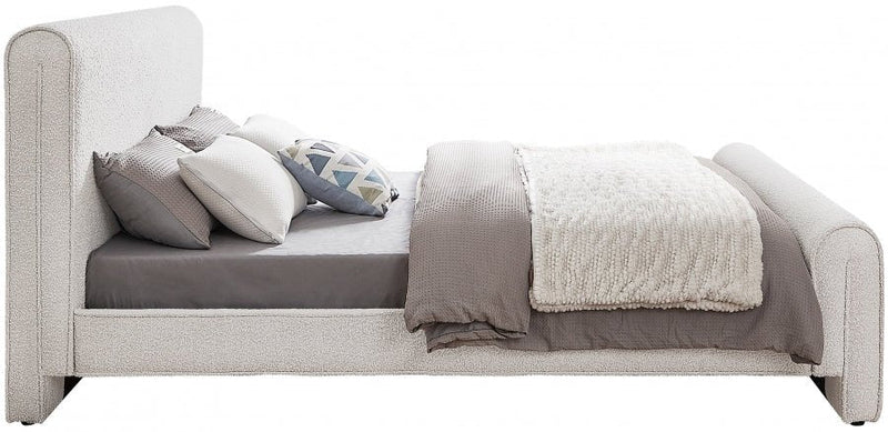 Stylus Boucle Fabric King Bed (3 Boxes) Cream - Gate FurnitureKing Bed