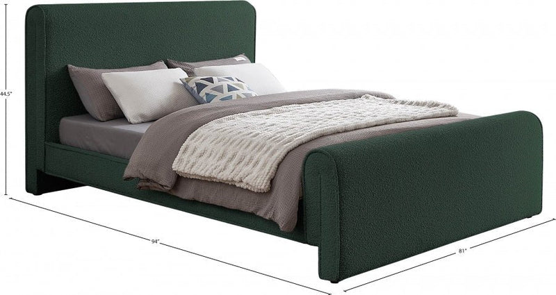 Stylus Boucle Fabric King Bed (3 Boxes) Green - Gate FurnitureKing Bed