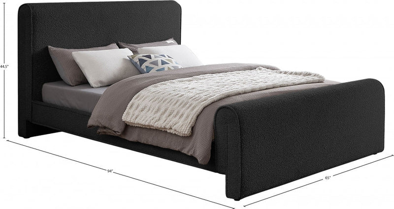 Stylus Boucle Fabric Queen Bed (3 Boxes) Black - Gate FurnitureQueen Bed