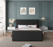 Stylus Boucle Fabric Queen Bed (3 Boxes) Black - Gate FurnitureQueen Bed