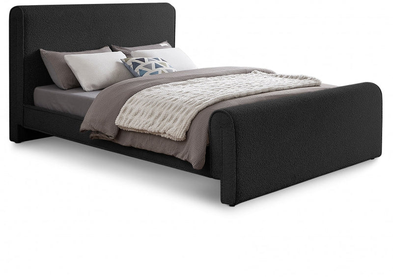 Stylus Boucle Fabric Queen Bed (3 Boxes) Black - Gate FurnitureQueen Bed