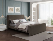 Stylus Boucle Fabric Queen Bed (3 Boxes) Brown - Gate FurnitureQueen Bed
