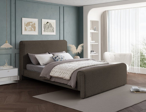Stylus Boucle Fabric Queen Bed (3 Boxes) Brown - Gate FurnitureQueen Bed