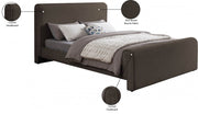 Stylus Boucle Fabric Queen Bed (3 Boxes) Brown - Gate FurnitureQueen Bed