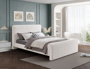Stylus Boucle Fabric Queen Bed (3 Boxes) Cream - Gate FurnitureQueen Bed