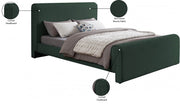 Stylus Boucle Fabric Queen Bed (3 Boxes) Green - Gate FurnitureQueen Bed