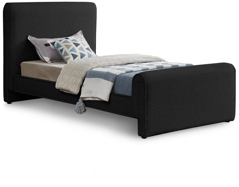Stylus Boucle Fabric Twin Bed (3 Boxes) Black - Gate FurnitureTwin Bed