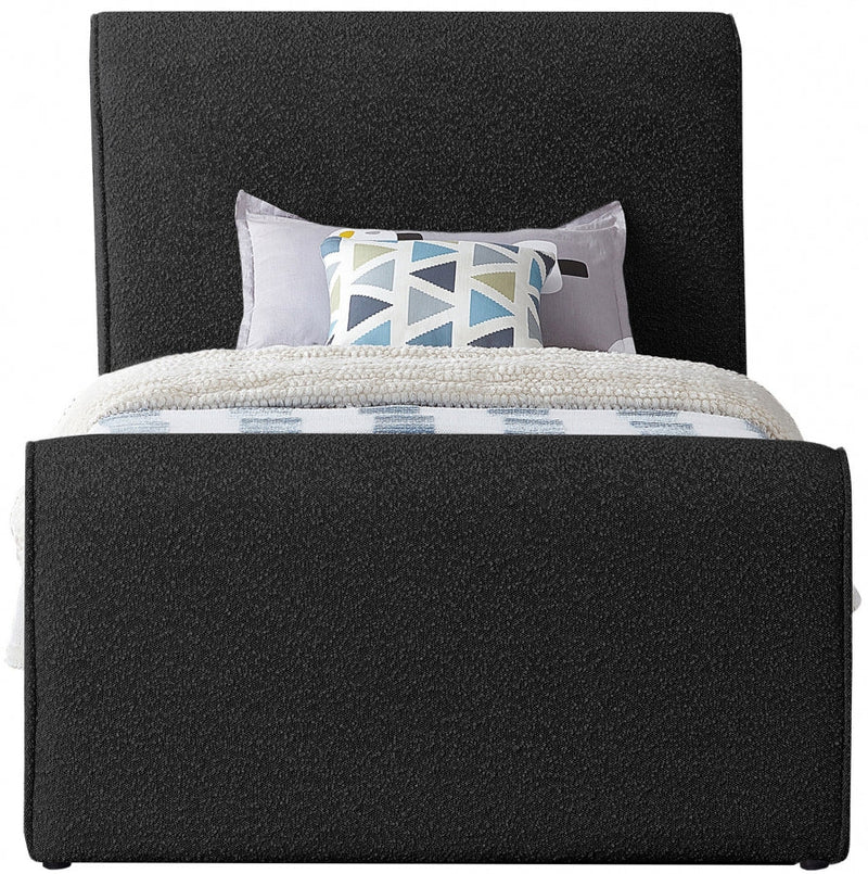 Stylus Boucle Fabric Twin Bed (3 Boxes) Black - Gate FurnitureTwin Bed