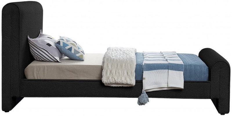 Stylus Boucle Fabric Twin Bed (3 Boxes) Black - Gate FurnitureTwin Bed