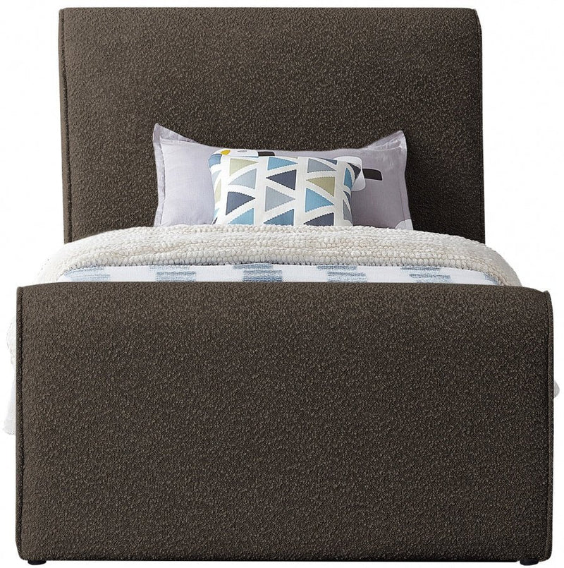 Stylus Boucle Fabric Twin Bed (3 Boxes) Brown - Gate FurnitureTwin Bed
