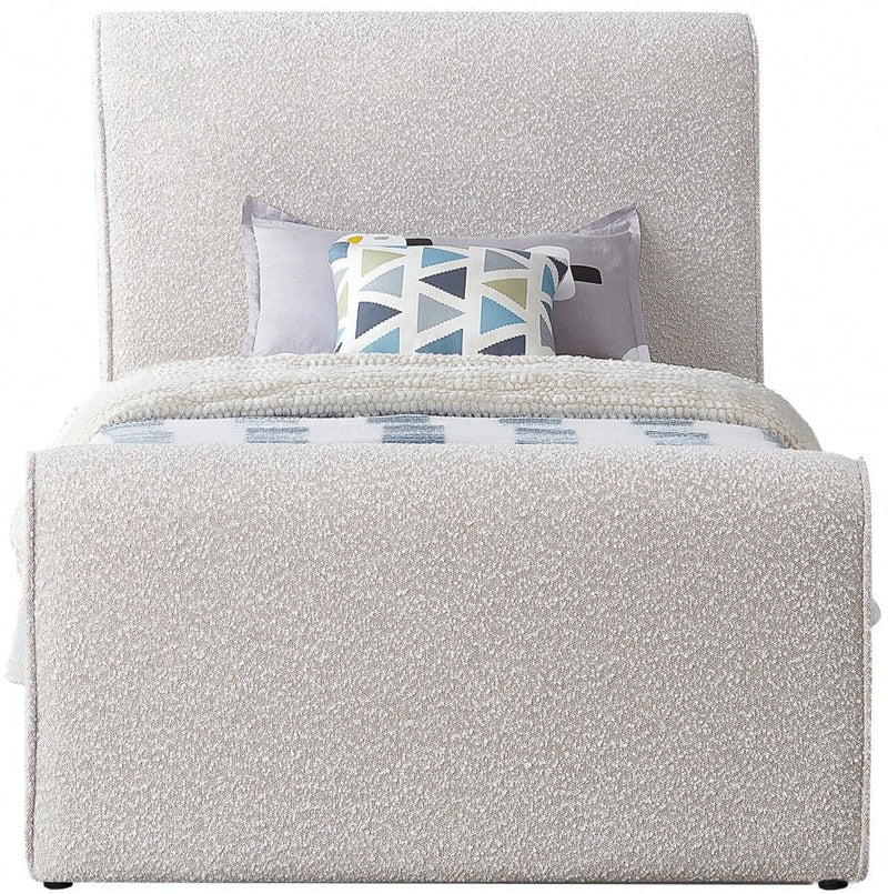 Stylus Boucle Fabric Twin Bed (3 Boxes) Cream - Gate FurnitureTwin Bed