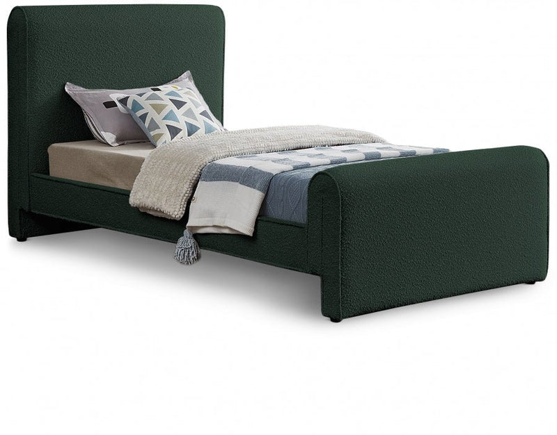 Stylus Boucle Fabric Twin Bed (3 Boxes) Green - Gate FurnitureTwin Bed