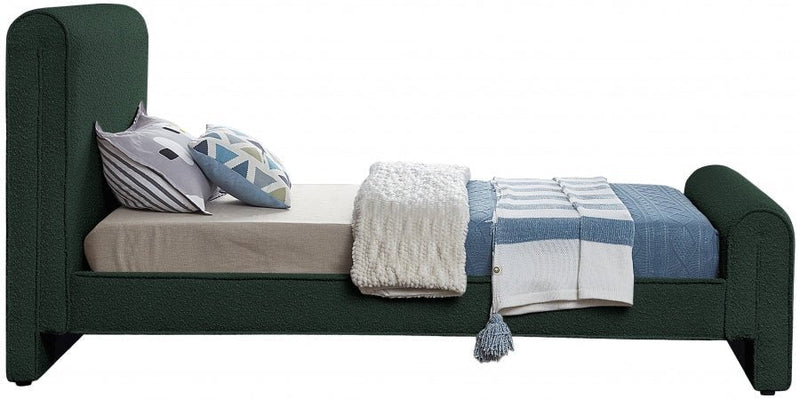 Stylus Boucle Fabric Twin Bed (3 Boxes) Green - Gate FurnitureTwin Bed
