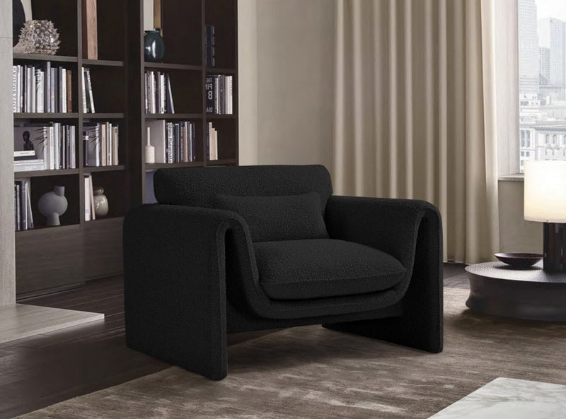 Stylus Boucle Fabric Upholstered Chair in Black - 198Black-C