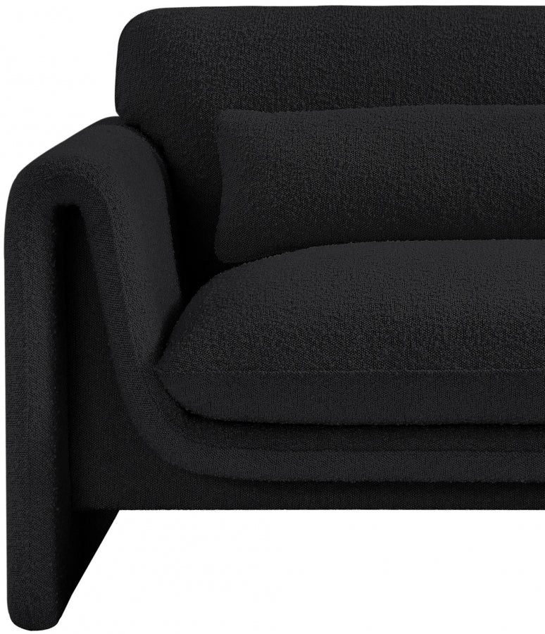 Stylus Boucle Fabric Upholstered Chair in Black - 198Black-C