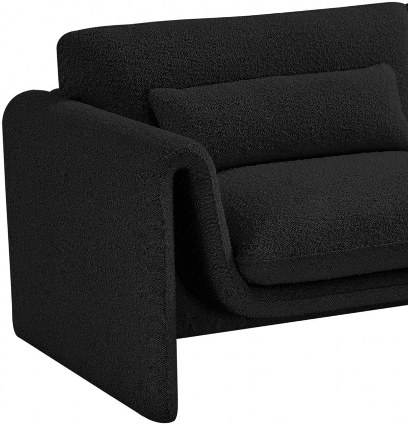 Stylus Boucle Fabric Upholstered Chair in Black - 198Black-C