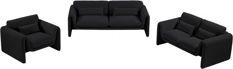 Stylus Boucle Fabric Upholstered Chair in Black - 198Black-C