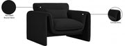Stylus Boucle Fabric Upholstered Chair in Black - 198Black-C